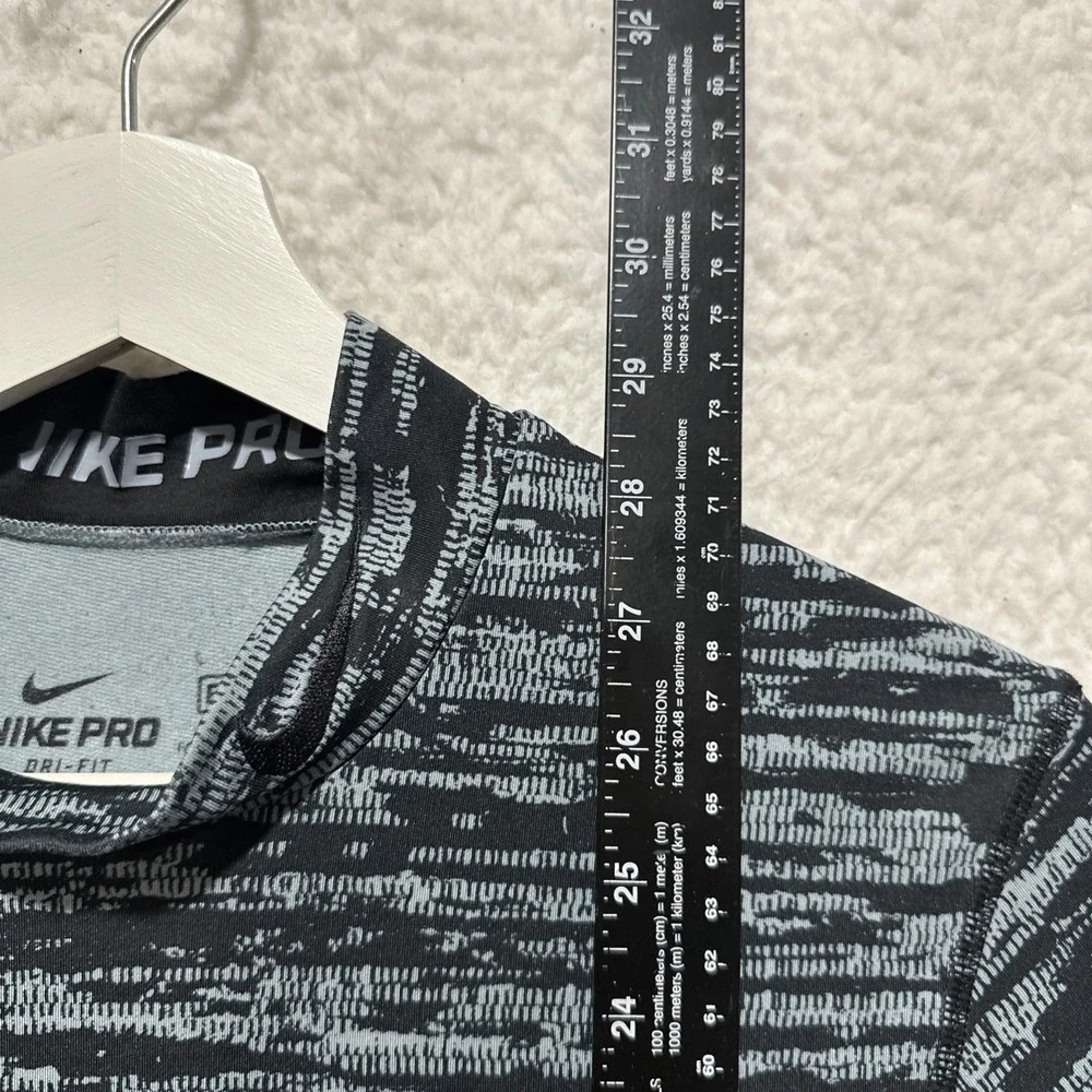 Nike Pro Dri Fit Size S Fitted Long Sleeve Athletic Gym Shirt Heather Black/Gray